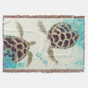 Sea Turtle Liebe Monogram Personalisiert Decke