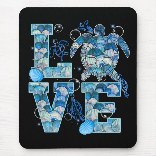 Sea Turtle Liebe Shirt Ocean Beach Tierfreunde Mousepad (Vorne)