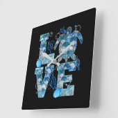 Sea Turtle Liebe Shirt Ocean Beach Tierfreunde Quadratische Wanduhr (Winkel)