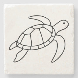 Sea Turtle Line Art – Minimalist Marine Animal Steinuntersetzer