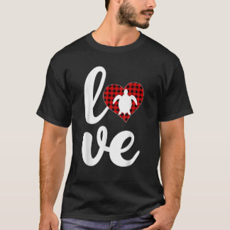 Sea Turtle Lover Buffalo Karierte Liebe Turtle Val T-Shirt
