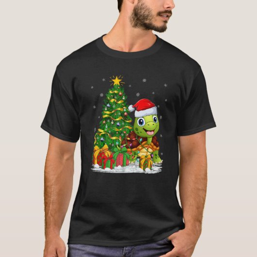 Sea Turtle Lover Xmas Familie Match Santa Turtle T-Shirt (Vorderseite)