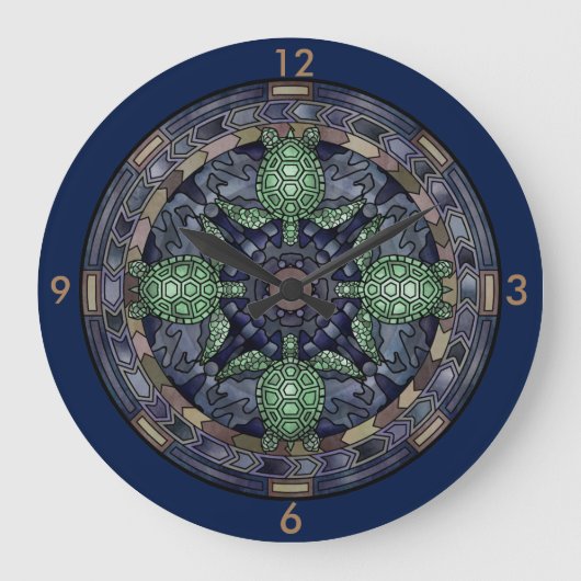 Sea Turtle Mandala Circle Pattern Illustration Große Wanduhr (Vorderseite)