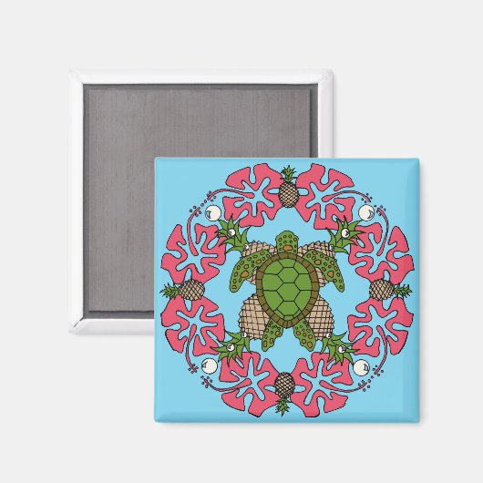 Sea Turtle Mandala-Magnet Magnet (Vorderseite/Rückseite)