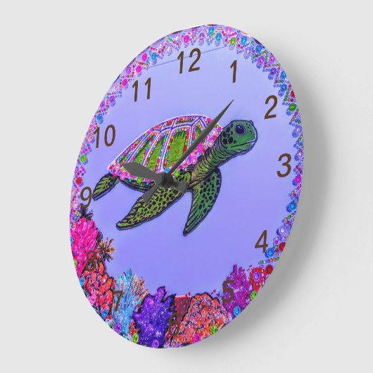 Sea Turtle Mirror Painting Clock Große Wanduhr (Winkel)