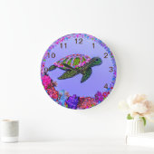 Sea Turtle Mirror Painting Clock Große Wanduhr (Zuhause)
