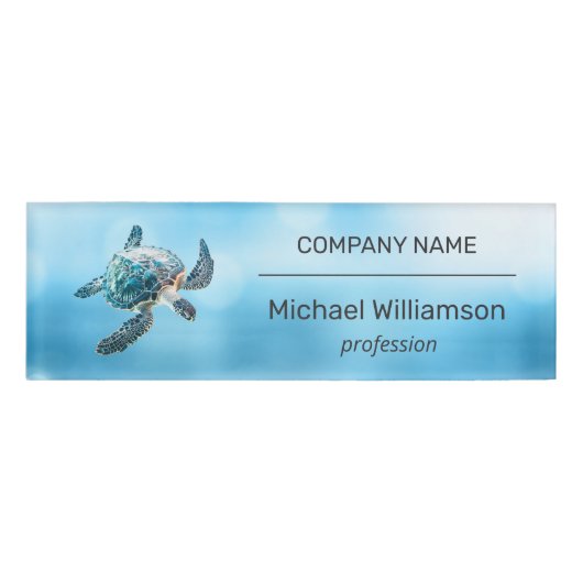  Sea Turtle Modern Beach Realtor Namenschild (Vorderseite)