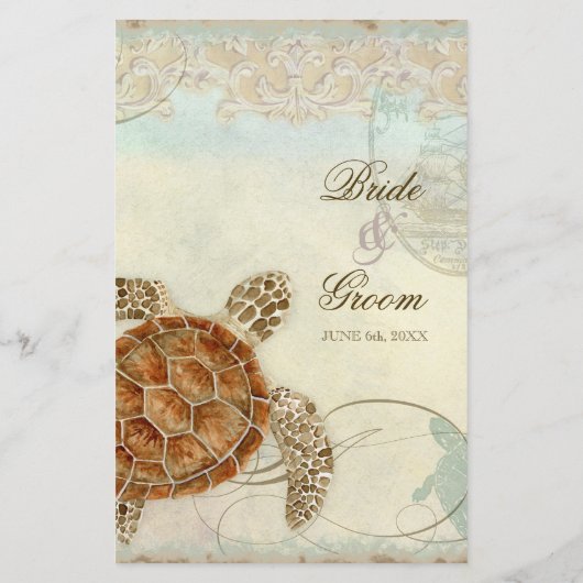 Sea Turtle Modern Coastal Ocean Beach Wirbel Style (Rückseite)