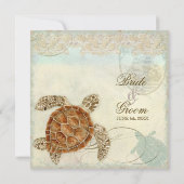 Sea Turtle Modern Coastal Ocean Beach Wirbel Style Einladung (Rückseite)