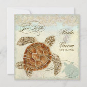 Sea Turtle Modern Coastal Ocean Beach Wirbel Style Einladung (Rückseite)