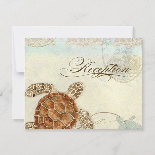 Sea Turtle Modern Coastal Ocean Beach Wirbel Style Einladung (Rückseite)
