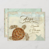 Sea Turtle Modern Coastal Ocean Beach Wirbel Style Einladungspostkarte (Vorne/Hinten)