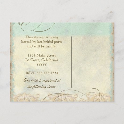 Sea Turtle Modern Coastal Ocean Beach Wirbel Style Einladungspostkarte (Rückseite)