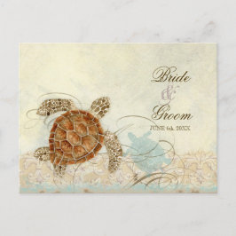 Sea Turtle Modern Coastal Ocean Beach Wirbel Style Einladungspostkarte