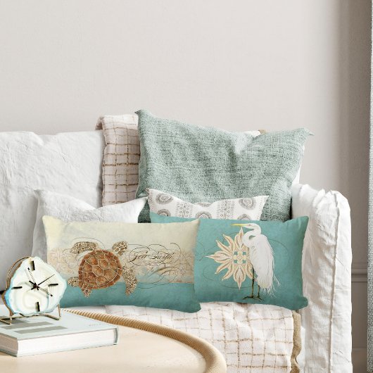 Sea Turtle Modern Coastal Ocean Beach Wirbel Style Lendenkissen