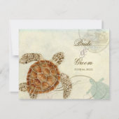 Sea Turtle Modern Coastal Ocean Beach Wirbel Style RSVP Karte (Rückseite)