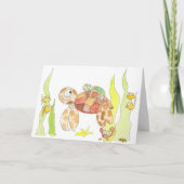 Sea Turtle Momma und Baby Karte (Vorderseite)