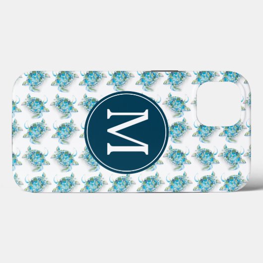 Sea Turtle Monogram Beachy Phone Case (Rückseite (Horizontal))