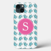 Sea Turtle Monogram Beachy Phone Case (Rückseite)
