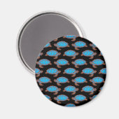 Sea Turtle Muster Bright Blue auf Schwarz Magnet (Vorderseite/Rückseite)