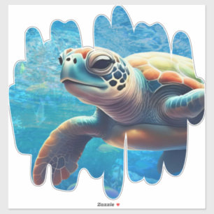 Sea Turtle Nah-up Ocean Vibes Blue Ocean Aufkleber
