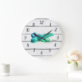 Sea Turtle Nautical Blue Wheel Schiff Rustikale De Große Wanduhr (Zuhause)