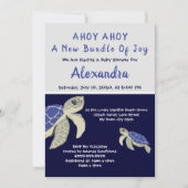 Sea Turtle Navy Blue Nautical Boy Baby Dusche (Vorderseite)