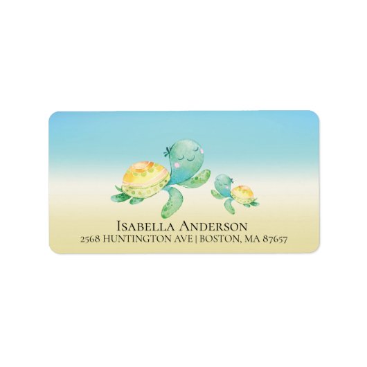 Sea Turtle Neutral Baby Shower-Adressetikett Adressaufkleber (Vorne)