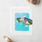 Sea Turtle Note Card for Any Occasion Mitteilungskarte (Vorderseite/Rückseite Beispiel)