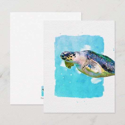 Sea Turtle Note Card for Any Occasion Mitteilungskarte (Vorne/Hinten)