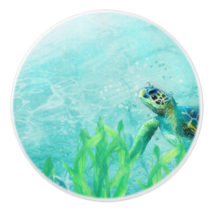 Sea Turtle Ocean Beach Art Elegante tropische Deko Keramikknauf
