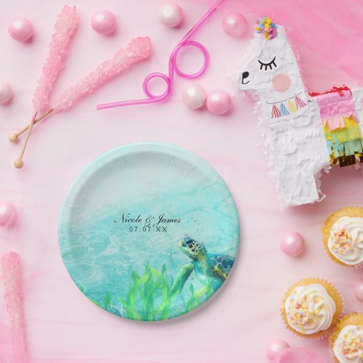 Sea Turtle Ocean Beach Art Hochzeitsfeier Pappteller (Party)