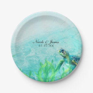 Sea Turtle Ocean Beach Art Hochzeitsfeier Pappteller
