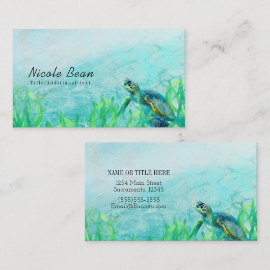 Sea Turtle Ocean Beach Lounge Visitenkarte (Vorne/Hinten)