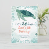 Sea Turtle Ocean Geburtstagsparty Einladung (Stehend Vorderseite)