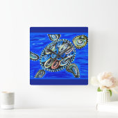 Sea Turtle Ocean Marine Life Summer Beach House Quadratische Wanduhr (Zuhause)