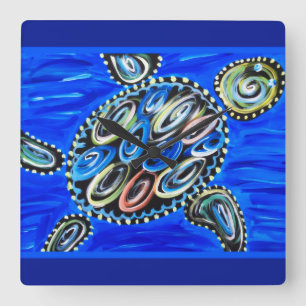 Sea Turtle Ocean Marine Life Summer Beach House Quadratische Wanduhr