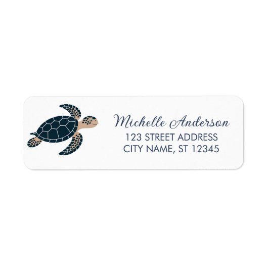 Sea Turtle Ocean Nautical Return Address Label (Vorne)