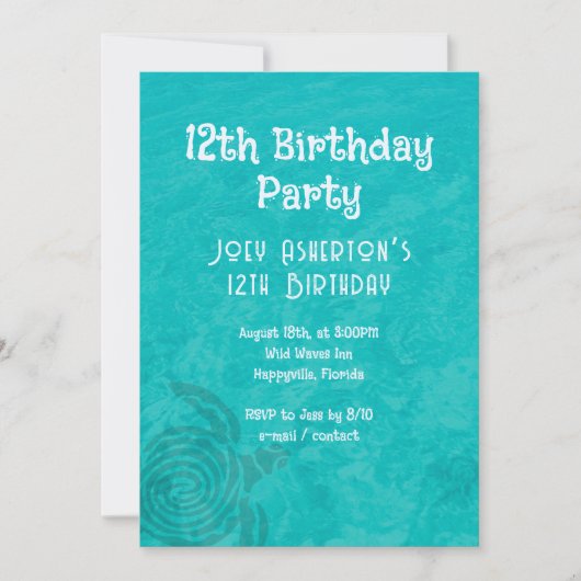 Sea Turtle Ocean Themed Überraschendes Party Einladung (Vorderseite)