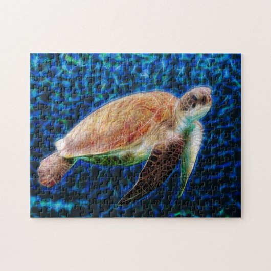 Sea Turtle on Blue Background Honu Puzzle (Horizontal)