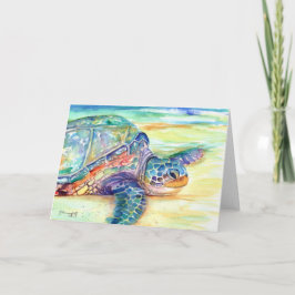 Sea Turtle on Tropical Beach Card Karte