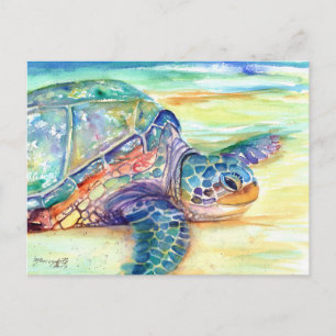 Sea Turtle on Tropical Beach Postcard Postkarte