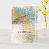 Sea Turtle Painted Art Happy Birthday Card Karte (Gelbe Blume)