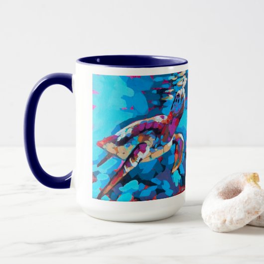 Sea Turtle Painting - Beach Home Decor Tasse (Mit Donut)