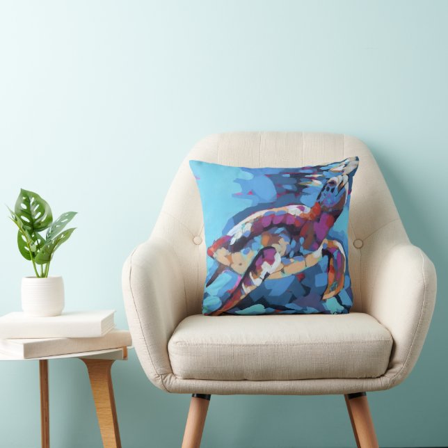 Sea Turtle Painting - Ocean Life Home Decor Kissen (Stuhl )