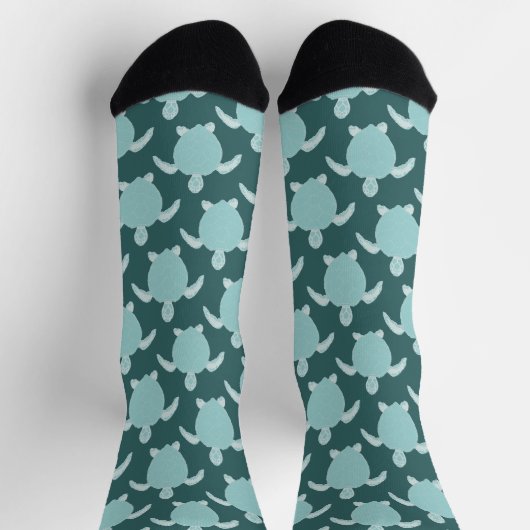 Sea Turtle Pattern Aquamarin Blue Meereswelt Socken (Oben)