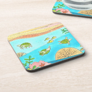 Sea Turtle Rainbow Beach Adventure Happy Place Getränkeuntersetzer