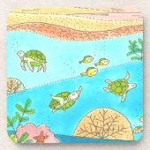 Sea Turtle Rainbow Beach Adventure Happy Place Getränkeuntersetzer (Vorderseite)