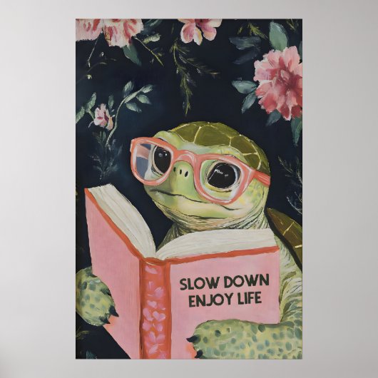 Sea Turtle Reading Enjoy Life Art Print - Funny Poster (Vorne)