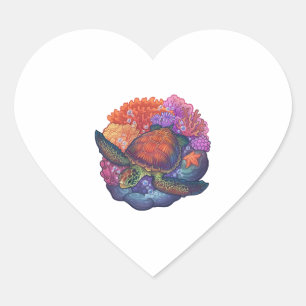 Sea Turtle Reef Herz-Aufkleber